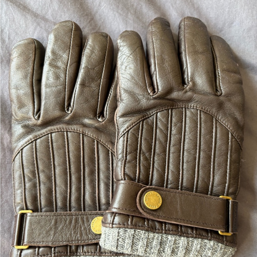 Ralph Lauren brown leather gloves. Size is XS men barely used.